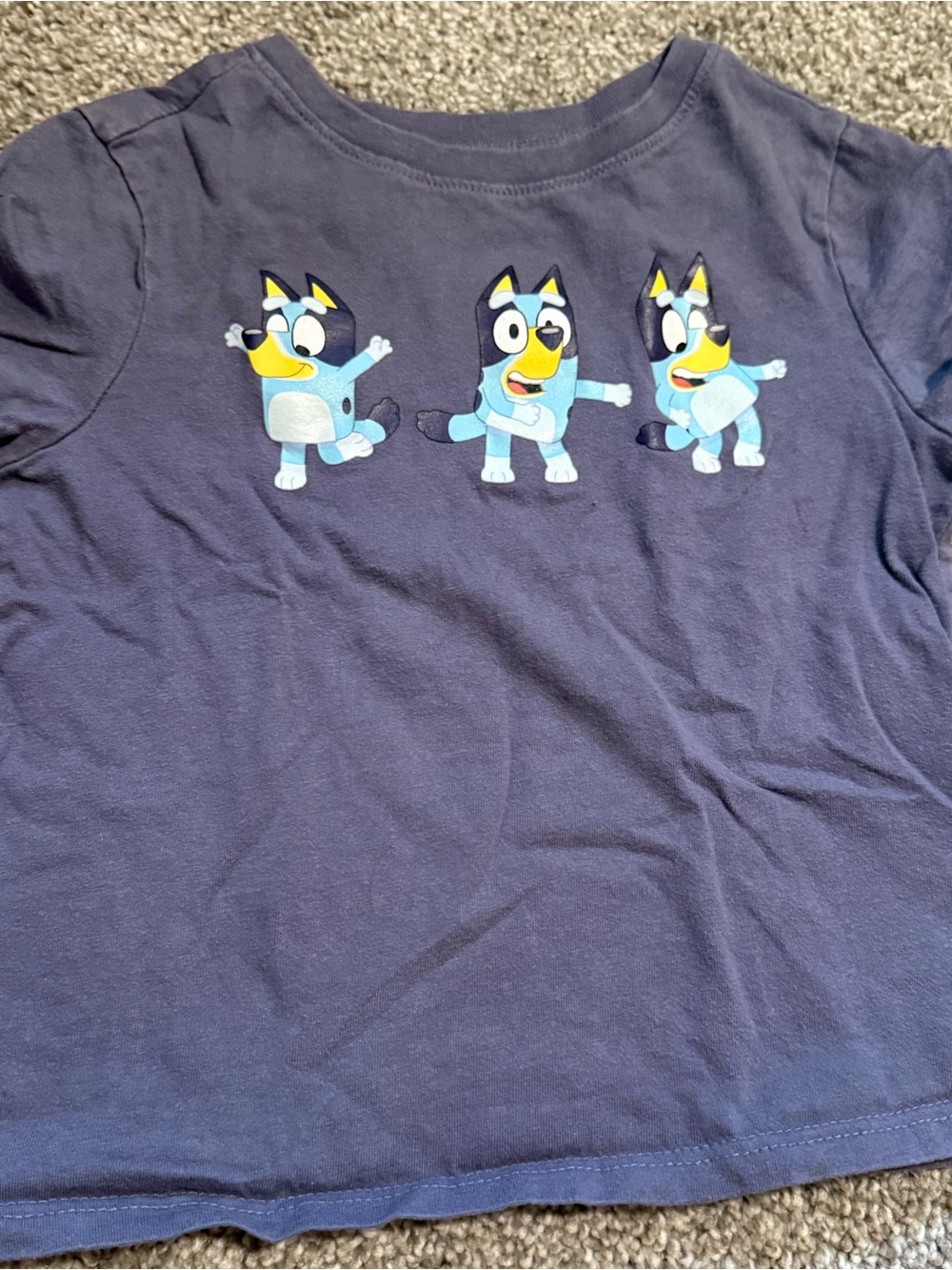 Navy Blue Kids T-Shirt with Bluey Character Prints